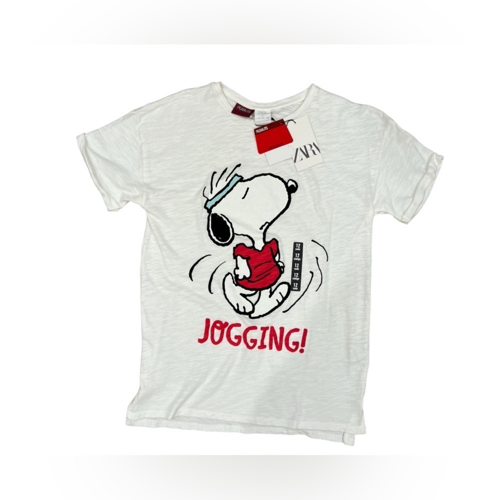 Zara Kids Peanuts‎ Snoopy Jogging Graphic T-Shirt White Size 11-12 152cm NWT